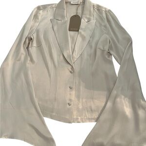 Meshki Cream Satin Blazer